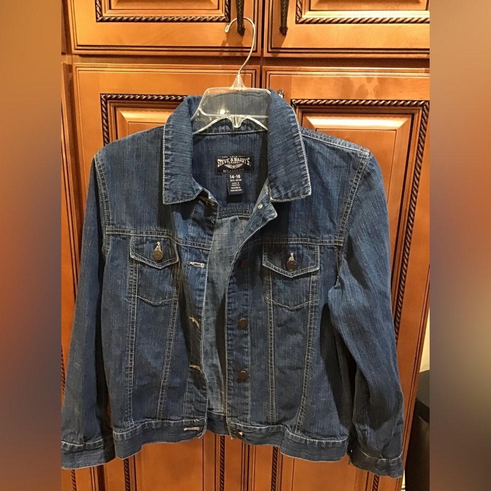 Steve & Barry’s Denim Jean Jacket kid 14-16 Blue 100% Cotton unisex